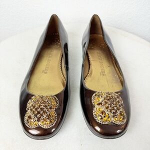 Jack Rogers Brown Patent Flats size 8